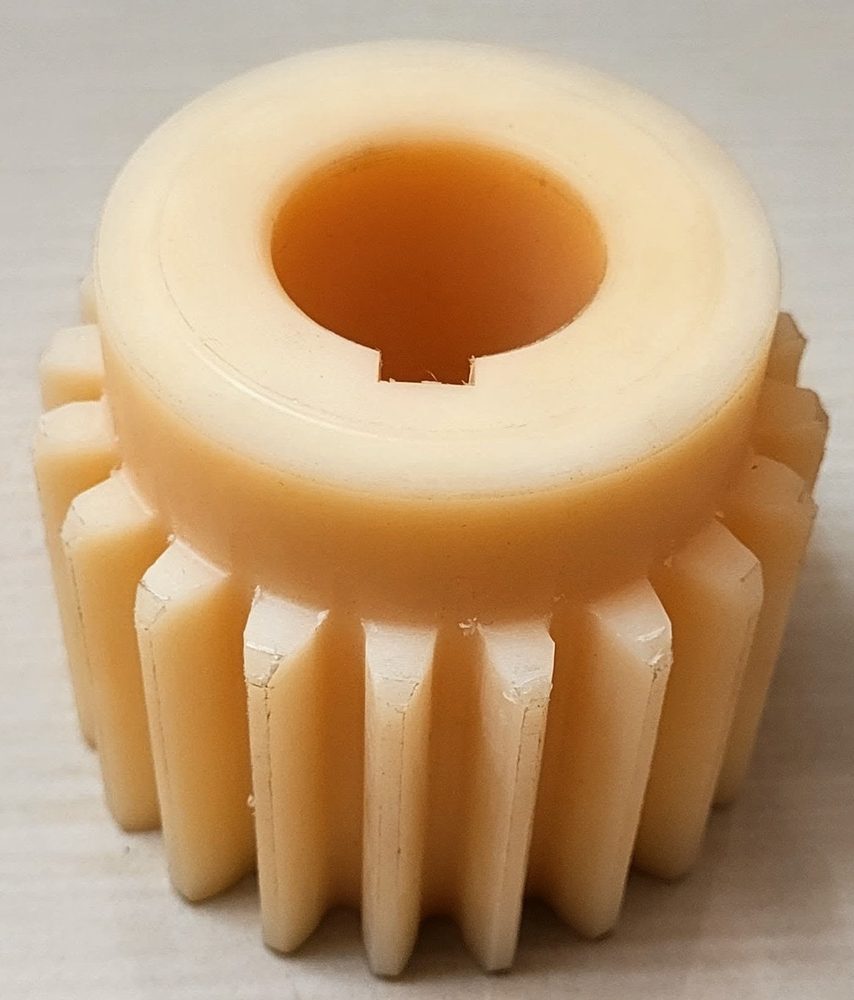 Small cast nylon helical gear with keyed bore