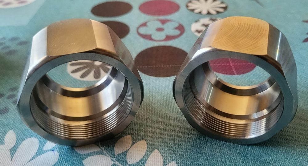 Threaded steel and brass ring nuts